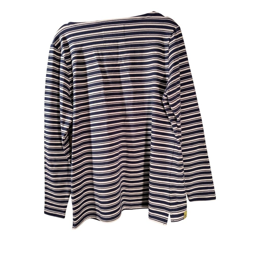 Lighthouse Womens Navy & White Striped Long Sleeve Top Size 14 Embroidered Logo - Picture 2 of 6